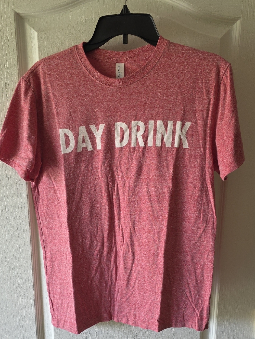 Men's Red Heather 'DAY DRINK' Short Sleeve Crewneck Tee